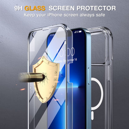 Miracase for iPhone 13 Pro Case 6.1",Full-Body Protection,Clear Bumper Case with Built-in 9H Tempered Glass Screen Protector,Military-Grade Drop Protection Outdoor Phone Case for iPhone 13 Pro,Clear