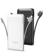 TG90° 10000mAh Slim Portable Charger with Built in Cable,2Pack Black&White
