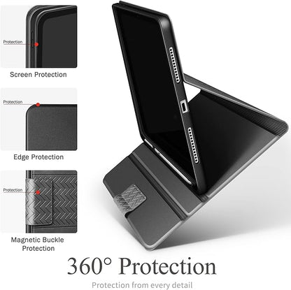 auaua Case for iPad (A16) 11th Generation 11 Inch 2025, iPad 10th Generation 10.9 Inch 2022, with Pencil Holder, Auto Sleep/Wake, Adjustable Stand, PU Leather (Grey)