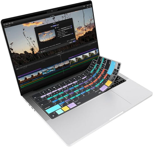 JCPal Final Cut Pro Shortcut Guide Keyboard Cover for Apple MacBook Pro 14 inch / 16 inch (M1–M5), MacBook Air 13 inch / 15 inch (M2–M5) and MacBook Neo (US–Layout)