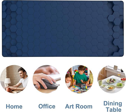 Large Mouse Pad Hexagon Style Gaming Desk Pad Computer Keyboard Non-Slip Waterproof Mouse Mat with Rubber Base and Stitched Edges Entertainment Office Writing Desk Mat 35.4 x 15.7 Inches