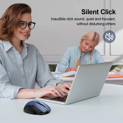 TECKNET Wireless Mouse, BT 5.0/2.4G, Rechargeable 6-DPI Silent, Blue