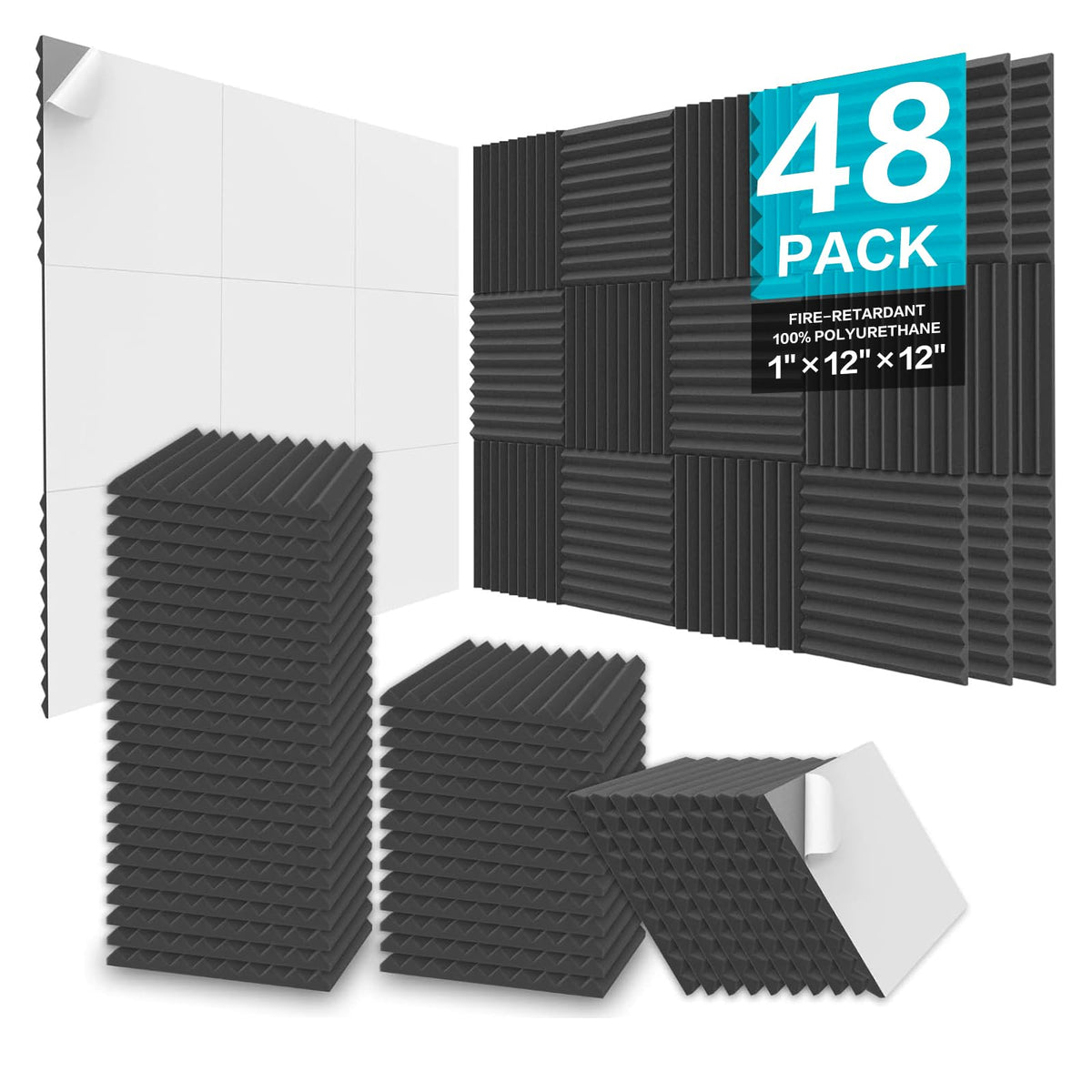 JBER 24 Pack Acoustic Panels Studio Foam Wedges Soundproof Padding