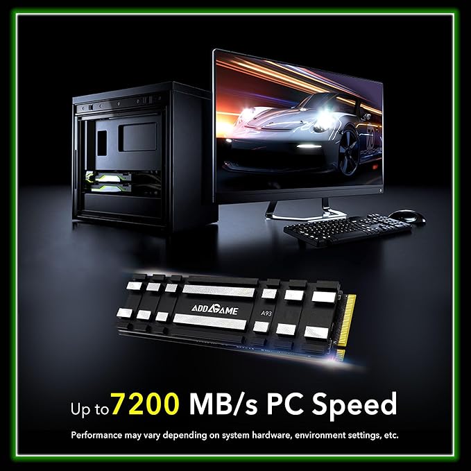 Addlink A93 1TB Storage Expansion for PS5 Console with Heatsink, Up to 7400mb/s, Gen 4 PCIe NVMe m.2 2280, SLC Cache Internal Solid State Drive(‎ad1TBA93M2P)
