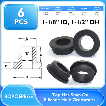 BOPOREAE 1-1/2" Drill Hole, 1-1/8" ID Silicone Rubber Grommets for Wiring