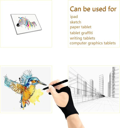 SPBMY Drawing Glove 2 Pack,Two-Finger Artist Glove for Drawing Tablet, Paper Sketching, iPad. Digital Art Glove, Drawing Glove Right Hand and Left Hand, Black