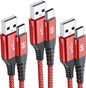 sweguard USB Type C Charger Cable [3-Pack,6.6ft+3.3ft+1.5ft] iPhone 16 Charger Nylon Braided Cord for iPhone 16 15 Pro Max Plus Samsung Galaxy S24 S23 S22 S21 S20 S10 Note 20 10 A54 Pixel LG Moto PS5