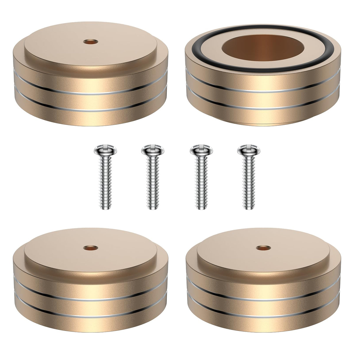 Tertullus 4 Pcs Speaker Feet Aluminum HiFi Turntable Feet Isolation Feet Aluminum Stand Speakers Spikes Audio Pads 58x22mm for HiFi Amplifier/Speaker/Turntable/Player(Gold)