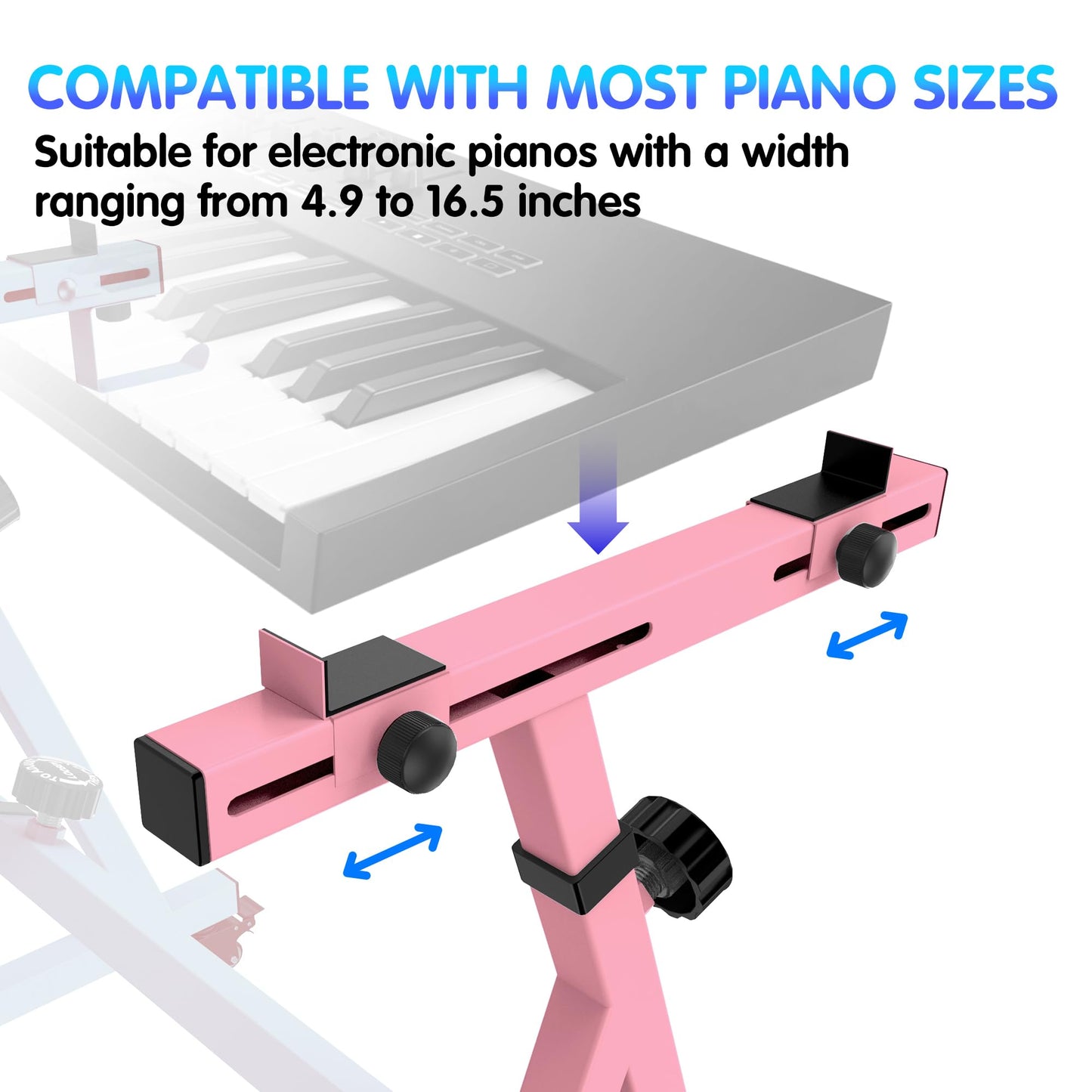 Universal Keyboard Stand, Z-style Heavy-Duty Piano Stand, Adjustable and Portable Piano Keyboard Stand for 61 and 88 Keys, Pink