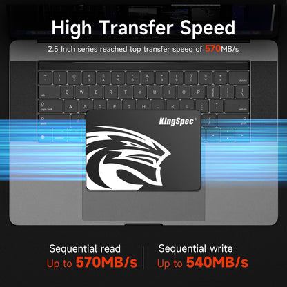 KingSpec 512GB 2.5 SSD SATA III Internal - 550MB/s Read, 520MB/s Write with 3D NAND Flash, for Laptop & Desktop PC Upgrade