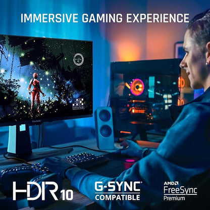 ViewSonic XG272-2K-OLED 27 Inch 1440p 240Hz OLED Ergonomic White Gaming Monitor with up to 0.01ms, FreeSync Premium, G-Sync Compatibility, RGB, and USB-C, HDMI v2.1, DP Inputs