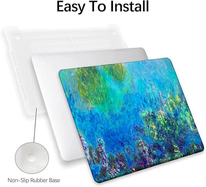 Berkin Arts Compatible with MacBook Air 13 inch Cover, 2022-2018 Release A2179/A2337 M1 with Touch ID with Keyboard Cover & Screen Protector Cloisonnism (Wisteria by Monet)