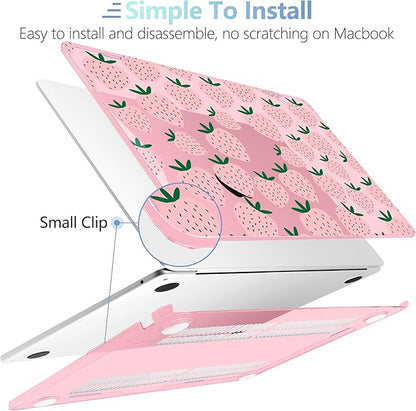 MEEgoodo Case for M4/M3/M2 MacBook Air 13.6 inch Case 2025 2024 2022, Fit Model A3240/A3113/A2681, Laptop Hard Shell with Keyboard Cover Compatible with MacBook Air 13 inch, Minimalist Strawberry