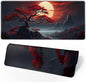 Darkness Red Moon Desk Mat Japanese Mouse Pad, Large Japanese Desk Mat, XL Anime Gaming Keyboard Mat, Non-Slip Rubber Base, Big Extended Desk Protector for Home Office, 31.5”x11.8”