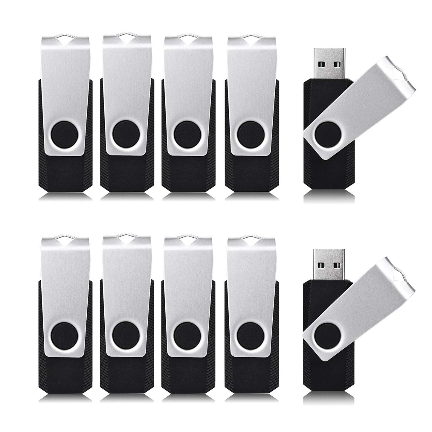 Aiibe 16 GB Flash Drive 10 Pack Bulk 16GB USB Flash Drives 2.0 USB Stick Thumb Drive USB Drive Pack, Black
