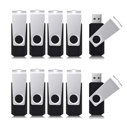 Aiibe 16 GB Flash Drive 10 Pack Bulk 16GB USB Flash Drives 2.0 USB Stick Thumb Drive USB Drive Pack, Black