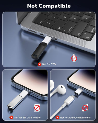 MoKo USB C to Lightning Adapter for iPhone 14/13/12, 2 Pack