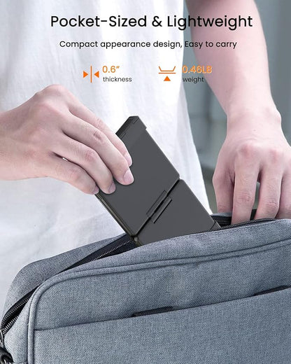 Foldable Bluetooth Keyboard, Wireless Portable Keyboard with Larger Touchpad, Pocket-Sized Folding Travel Keyboard for MacOS Android Windows iOS, Sync Up to 3 Devices (BT5.1 x 3)