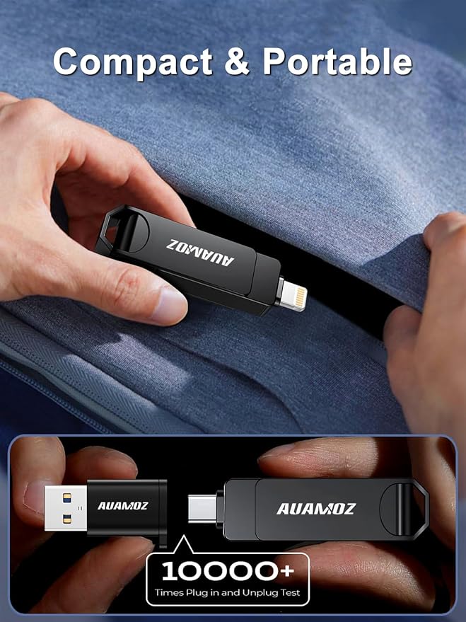 512GB Flash Drive Intended for iPhone, Memory Stick Storage Files Photos Videos Backup, Compatible with iPhone iPad Android PC, Plug and Play, No Application Required (Metal Gray)