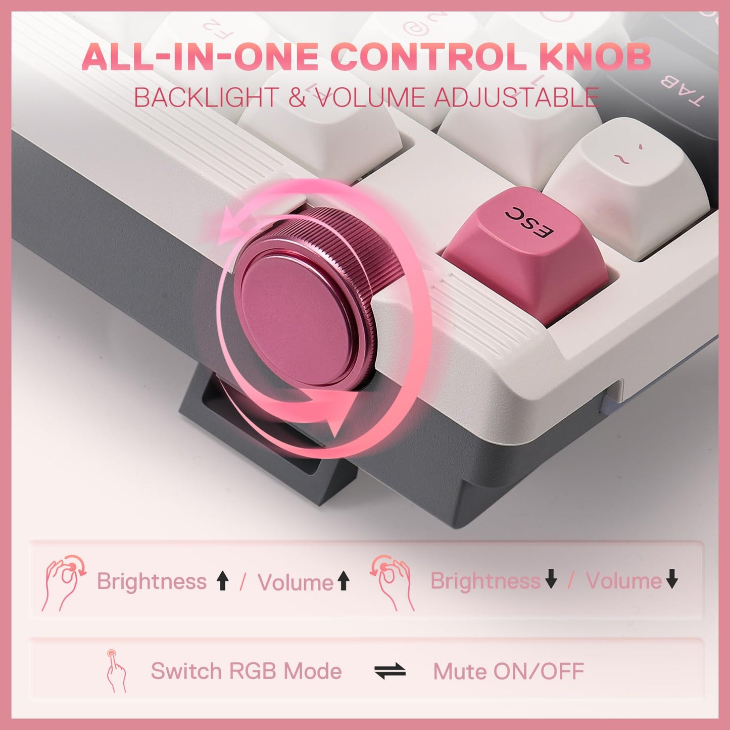 Redragon K729 80% Wired Gasket RGB Gaming Keyboard, 87 Keys TKL Mechanical Keyboard w/Knob Control, Mix-Color PBT Keycaps, Hot-Swap South-Facing Socket & 5-Layer Dampener, Custom Linear Switch