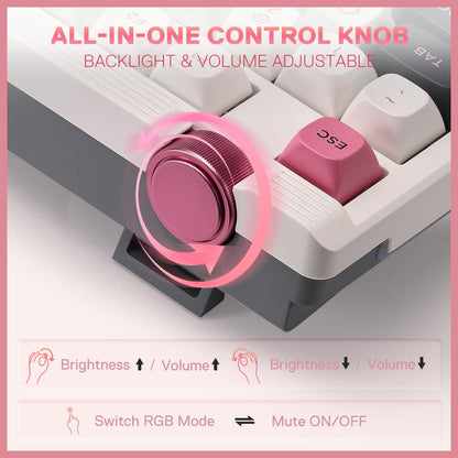 Redragon K729 80% Wired Gasket RGB Gaming Keyboard, 87 Keys TKL Mechanical Keyboard w/Knob Control, Mix-Color PBT Keycaps, Hot-Swap South-Facing Socket & 5-Layer Dampener, Custom Linear Switch