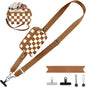 Clip and Go Strap for Phone with Wallet Crossbody, Adjustable Phone Lanyard with Detachable RFID Wristlet Wallet, Phone Strap with Phone Tabs for All Phones, Bronze Checkered (M)