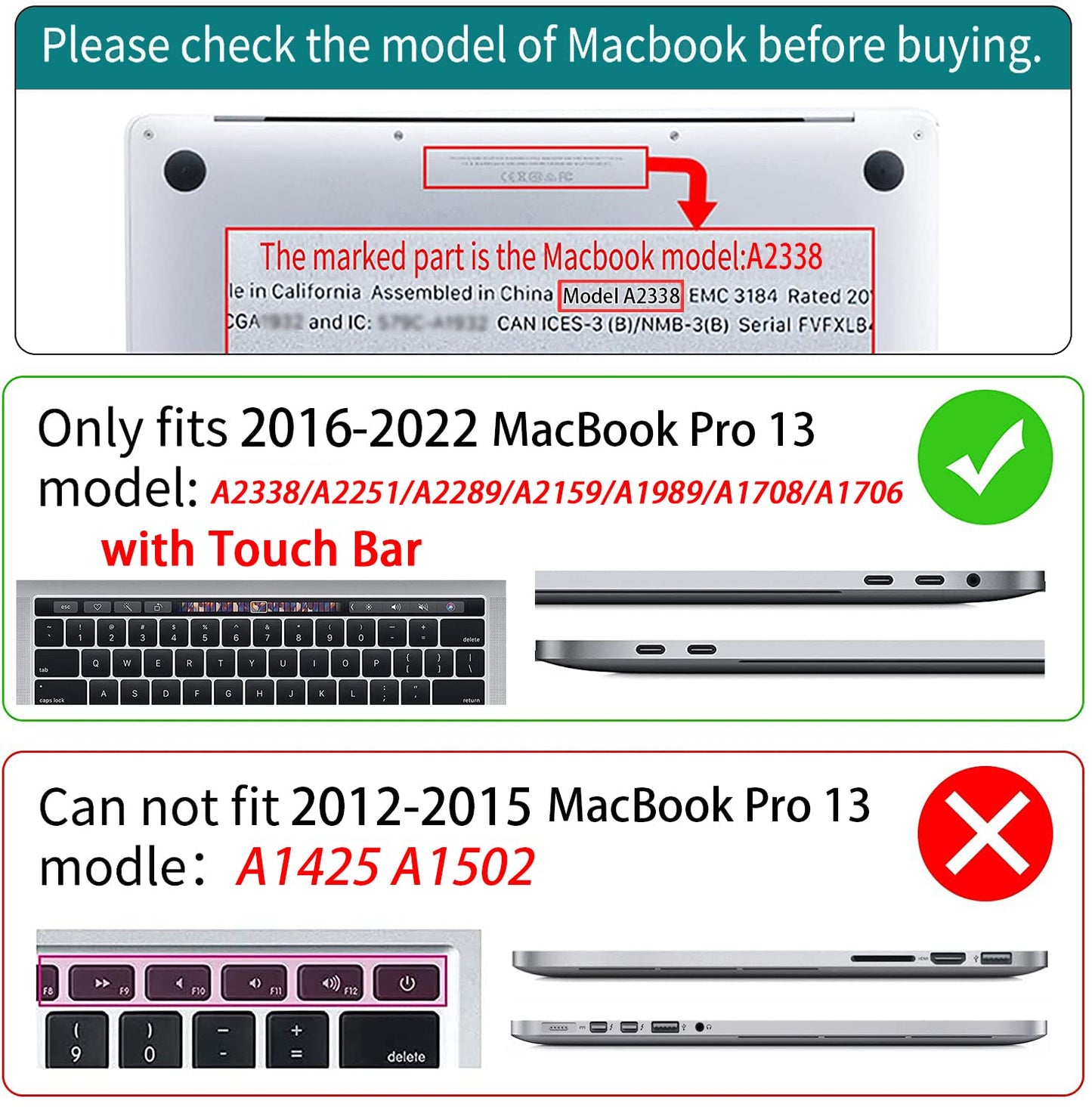 Teryeefi Compatible with MacBook Pro 13 inch Case 2020 2021 2022 2016-2019 Model M1 & M2 A2338 A2251 A2289, Hard Shell Keyboard Cover for Touch Bar, Tropical Leaf, Leaves
