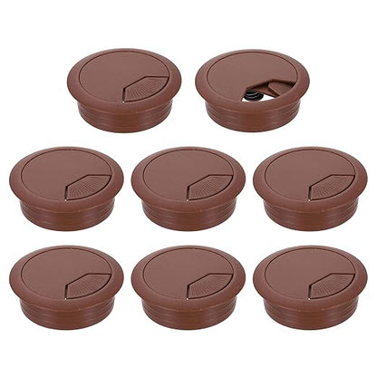 uxcell 8 Pcs 50mm (1.97 Inch) Desk Grommet, Plastic Cable Hole Cover, Wire Cord Cable Organizer for Home Office Computer Desk Cabinet, Brown