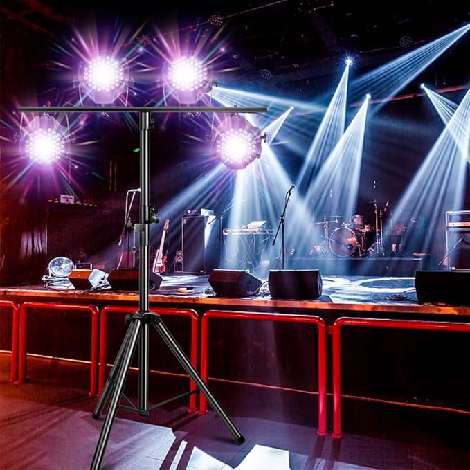 Bloazzup DJ Lights Stand 41-95 Inch, Heavy Duty DJ Stand 1 Pack, Adjustable Height Par Can Tripod Stage Light Stand 8ft, DJ Lighting T Bar Suitable for Stages, Bar, Banquet, Party