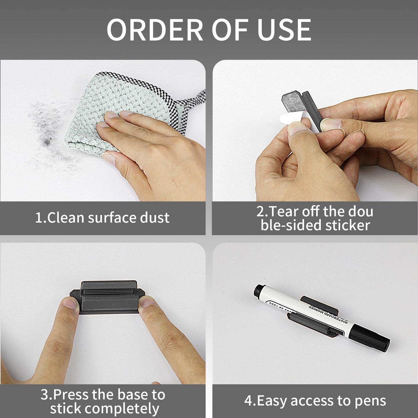 12 Pack Silicone Pen Holder/Pencil for Desk with 12 Extra Adhesive Stickers