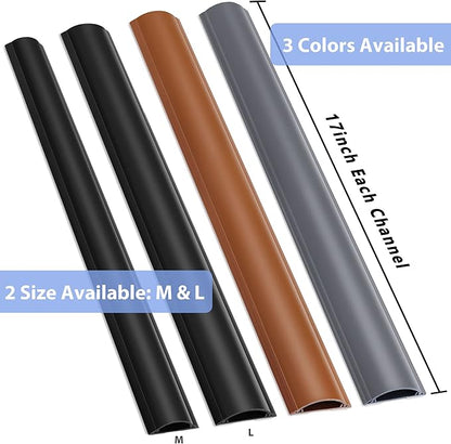 Cord Cover Floor 34in (2 x L17in), Large Capacity Floor Cable Cover, Hard PVC Cord Hider, Wire Cable Management Raceway, Black, Cord Cavity - 1.8"(W) x 0.6"(H)
