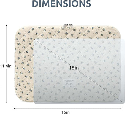 Puffy Laptop Sleeve 13-15.6 Inch Cute Quilted Laptop Protective Case Padded Floral Computer Sleeve for MacBook (A-Blue, 15 Inch)
