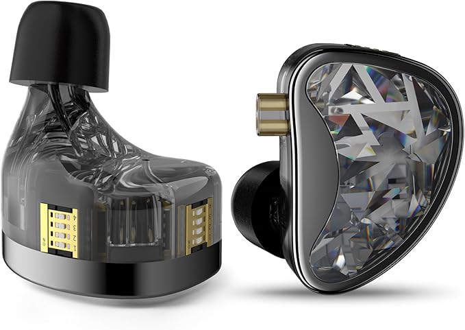 KZ AS24 in-Ear Monitor Headphone 24BA Drivers High-Performance IEM Earphones with 8 Tuning Switches, Noise Isolation Wired Earbuds for Musicians (Tuning Version,Black,no mic)