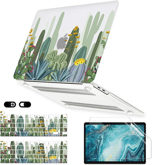 iDonzon Case for MacBook Pro 13 inch M2 M1 A2338 A2289 A2251 A2159 A1989 A1706 A1708 2023-2016 Release, Matte Clear Hard Cover&Keyboard Cover&Screen Protector for Mac Pro 13.3 with Touch ID, Cactus