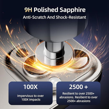 Compatible with iPhone 16 Pro Camera Lens Protector,[Shatterproof] [Strong Adsorption][AR Anti-Reflection] 9H Metal Aluminum Alloy Tempered Glass Camera Cover,Titanium