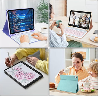 Keyboard Case Compatible for iPad 11th Generation (A16, 2025) and 10th 10.9 inch (2022), Wireless Detachable Keyboard with Premium Protective Cover with Pencil Holder for Apple iPad 2022 10.9 Inch
