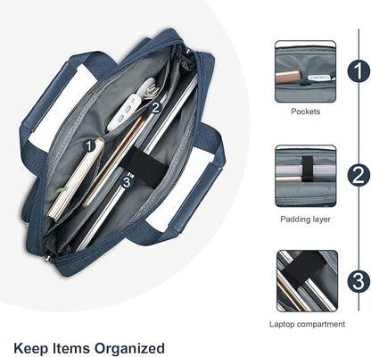MOSISO Laptop Shoulder Bag, Computer Bag with 2 Raised&1 Flapover&1 Horizontal Pocket&Handle&Belt
