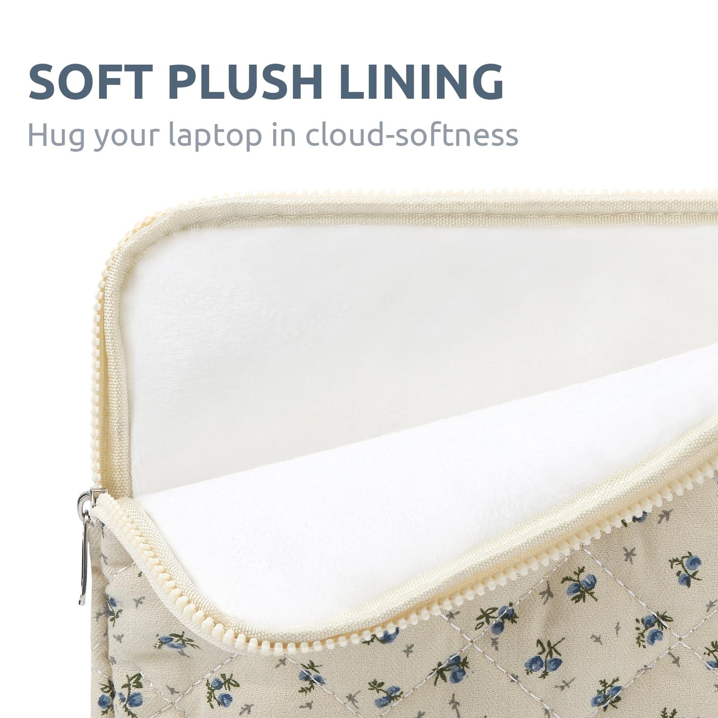 Puffy Laptop Sleeve 13 Inch Cute Quilted Laptop Protective Case Padded Floral Computer Sleeve for MacBook (A-Blue, 13 Inch)