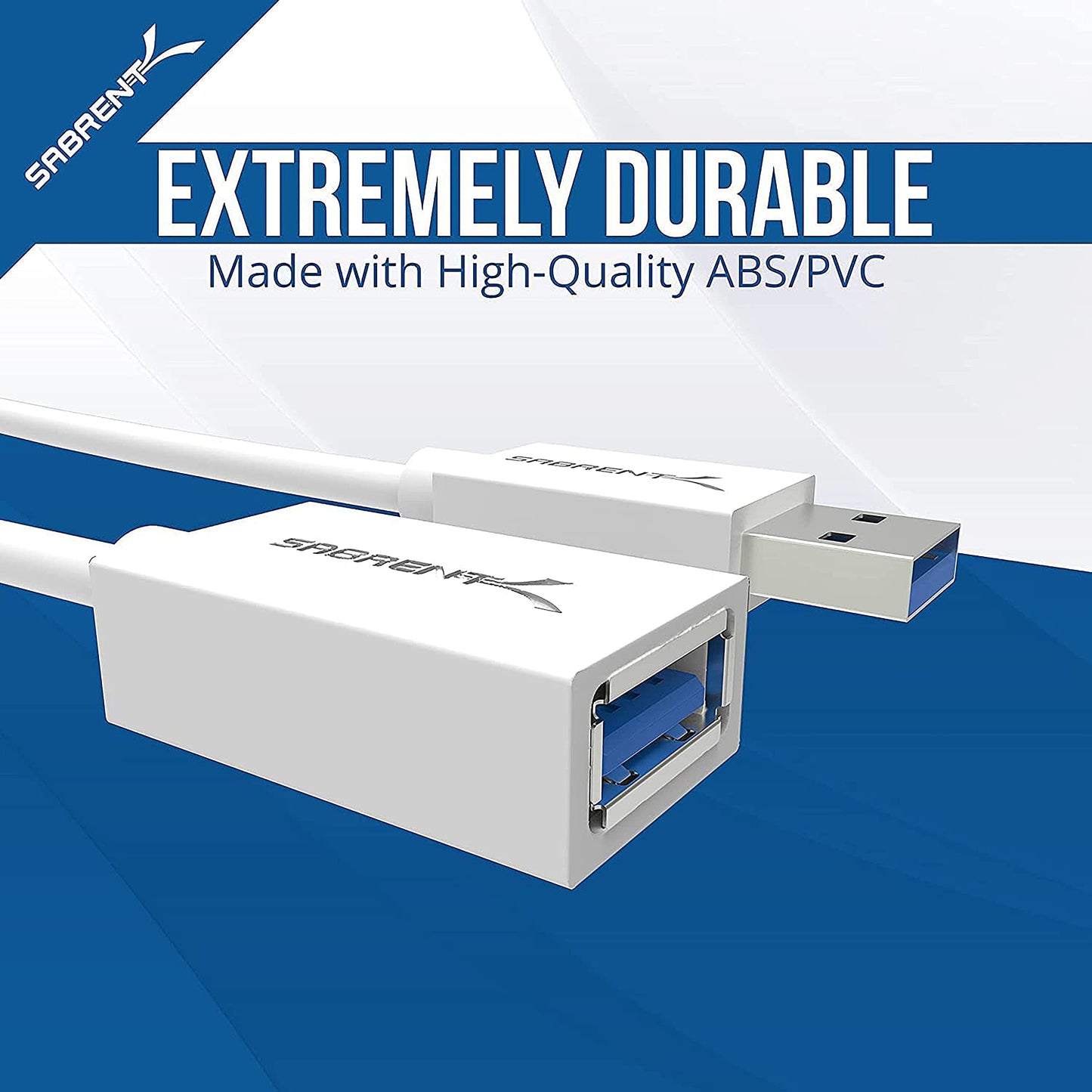 SABRENT USB 3.0 Extension Cable, A-Male to A-Female, 6ft, White (CB-306W)