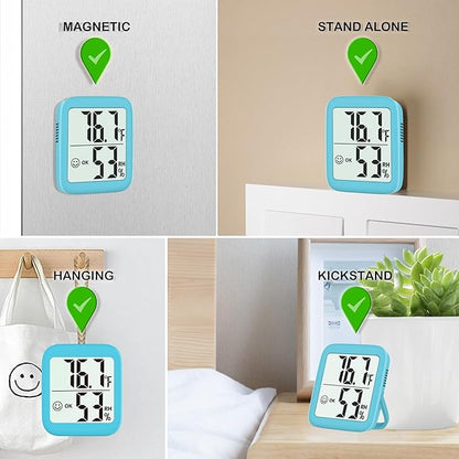Antonki 2 Pack Room Thermometer for Home, Indoor Hygrometer Humidity Meter Gauge, Digital Temperature and Humidity Sensor Monitor for House, Terrarium, Incubator, Greenhouse - Battery Included