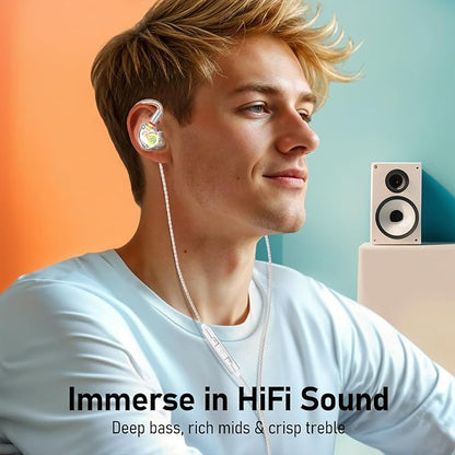 Vibes 202 Wired Earbuds - HiFi in Ear Monitor Headphones – Professional Noise-Isolating Ear Buds - Clear Sound, Deep Bass & Comfort-Fit IEM Earphones - MMCX to 3.5mm, Silver Plated Cord, Carrying Case