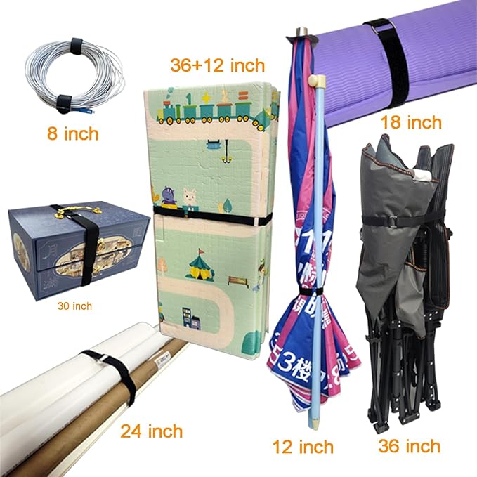 8"12"18"24"30" Hook and Loop Fastening Cable Strap - 30 Pack Reusable Nylon Extend Securing Strap - Adjustable Cinch Strap with Buckle