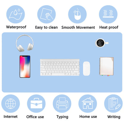 PU Leather Desk Pad Protector Gaming Mouse Pad Non Slip Desk Mat for Keyboard and Mouse Waterproof Desk Writing Pad for Office and Home Desk Accessories(Blue, 47.2 * 17.7)