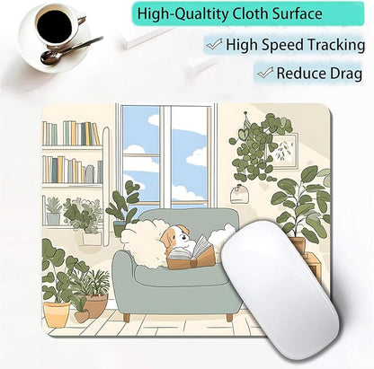 Cute Cartoon Anime Dog Custom Mouse Pad with Non-Slip Rubber, Small Square Design for Wireless Laptop & Computer Mouse Pads for Desk, 9.5 x 7.9 inch Smooth Surface for Gaming & Office