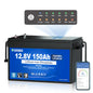 DC HOUSE 12V 150Ah LiFePO4 Lithium Battery with SOC Status Indicators, Bluetooth & Low Temp Cut-off, 12V Lithium Battery up to 15000 Cycles, 120A BMS Perfect for Trolling Motors, Marine, Solar, RV