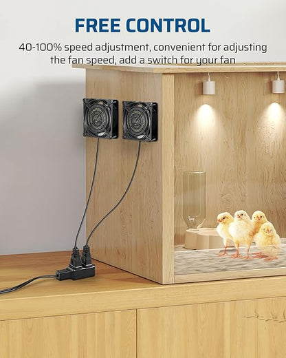DEWENWILS 120V AC Muffin Fan, 120mm×38mm Exhaust Fan, Waterproof Case Cooling Fan with Speed Control, UL-Certified for DIY Cooling Exhaust Ventilation Needs, Flame-Resistant, 2 Pack