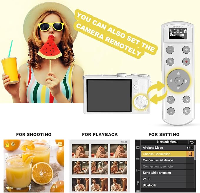 Remote Control for Nikon Camera,USB-C Rechargeable Wireless Shutter Release with OLED Screen – Video, Zoom & Focus Control for Nikon A1000, B600, P1000, P950, Z6III, Z30, Z50II, Zfc, Z5 (White)