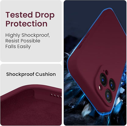 FireNova Designed for iPhone 13 Pro Max Case, Silicone [Camera Protection] Phone Case with [2 Screen Protectors], Soft Anti-Scratch Microfiber Lining Inside, 6.7 inch, Plum