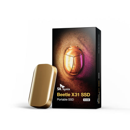 SK Hynix Beetle X31 512GB Portable SSD with DRAM, up to 1050MB/s, USB 3.2 Gen2, External Hard Drive Compatible with PC, Mac, Laptop, PS5 (Champagne Gold)