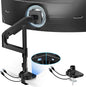 ARES WING Ultrawide Monitor Mount with USB A/C, with Extended Column for 17 to 49 inch Heavy Duty Monitor, Holds 44 lbs, Adjustable Gas Spring Desk Mount, Black